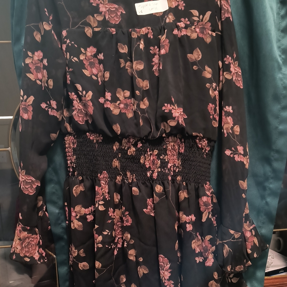Taylor & Sage Black and Pink Floral Dress